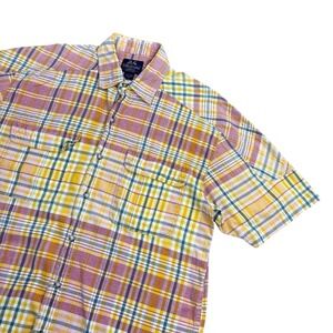 Willis & Geiger Shirt Mens Medium Pink Plaid Cotton Short Sleeve Safari Outdoors